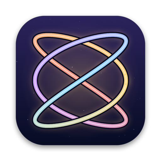 The Coprime icon: a woven ribbon of light tracing three against two